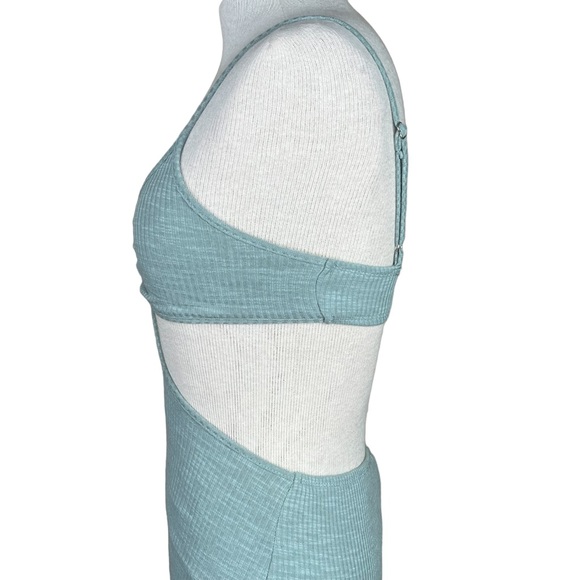 Anthropology Miou Muse Rib-Knit Body-Con Cut-Out Heather Green Maxi Dress XS NWT - Picture 9 of 11